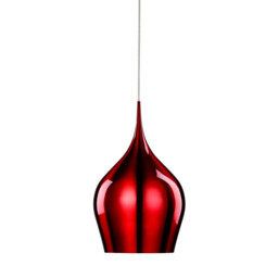 Vibrant 1 Light Large Dome Ceiling Pendant Red, E27 - thumbnail 3
