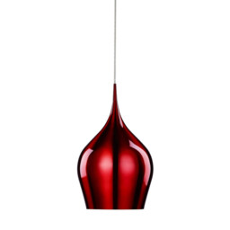 Vibrant 1 Light Large Dome Ceiling Pendant Red, E27 - thumbnail 1