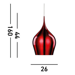 Vibrant 1 Light Large Dome Ceiling Pendant Red, E27 - thumbnail 5