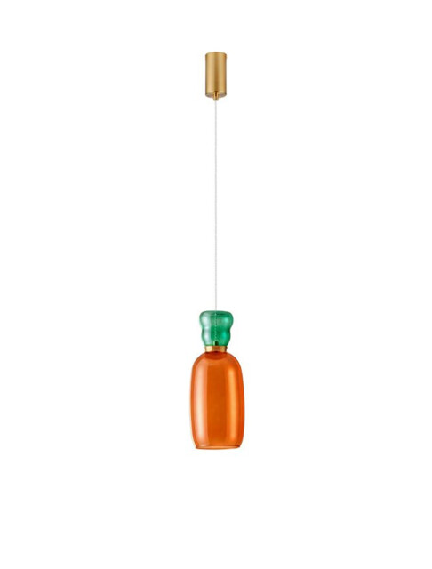 Pluma Slim Pendant Ceiling Light Glossy Orange, Gold LED 5W 450lm 3000K - image 1