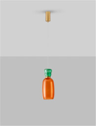 Pluma Slim Pendant Ceiling Light Glossy Orange, Gold LED 5W 450lm 3000K - thumbnail 3