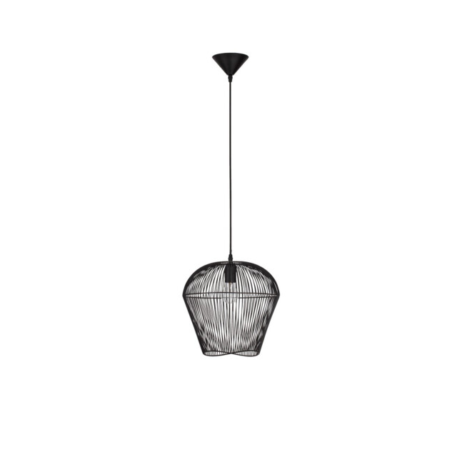 Bredo 31.5cm Wire Frame Pendant Ceiling Light Black Aluminium Black Fabric Wire, Base LED E27 - image 1