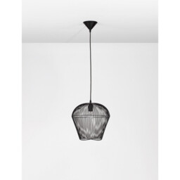Bredo 31.5cm Wire Frame Pendant Ceiling Light Black Aluminium Black Fabric Wire, Base LED E27 - thumbnail 3
