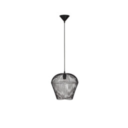Bredo 31.5cm Wire Frame Pendant Ceiling Light Black Aluminium Black Fabric Wire, Base LED E27 - thumbnail 1