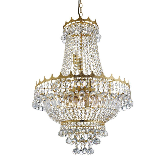 Versailles 9 Light Crystal Chandelier Gold Finish, E14 - image 1