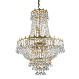 Versailles 9 Light Crystal Chandelier Gold Finish, E14 - thumbnail 1