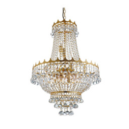 Versailles 9 Light Crystal Chandelier Gold Finish, E14 - thumbnail 2