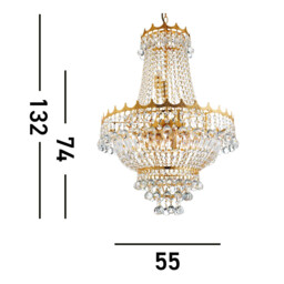 Versailles 9 Light Crystal Chandelier Gold Finish, E14 - thumbnail 3
