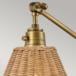 Hinkley Arti Dome Wall Lamp Contemporary Heritage Brass, Natural Rattan Shade 1x E27 - thumbnail 2