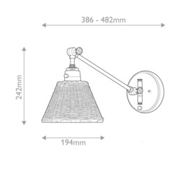 Hinkley Arti Dome Wall Lamp Contemporary Heritage Brass, Natural Rattan Shade 1x E27 - thumbnail 3