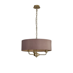 Banyan 3 Light Multi Arm Pendant With 45cm x 15cm Dual Faux Silk Fabric Shade Champagne Gold/Taupe - thumbnail 5