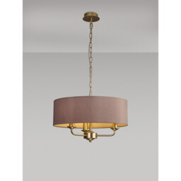 Banyan 3 Light Multi Arm Pendant With 45cm x 15cm Dual Faux Silk Fabric Shade Champagne Gold/Taupe - thumbnail 2