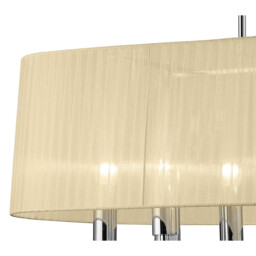 Tiffany Pendant 6+6 Light E27+G9 Oval, Polished Chrome With Cream Shade & Clear Crystal - thumbnail 5