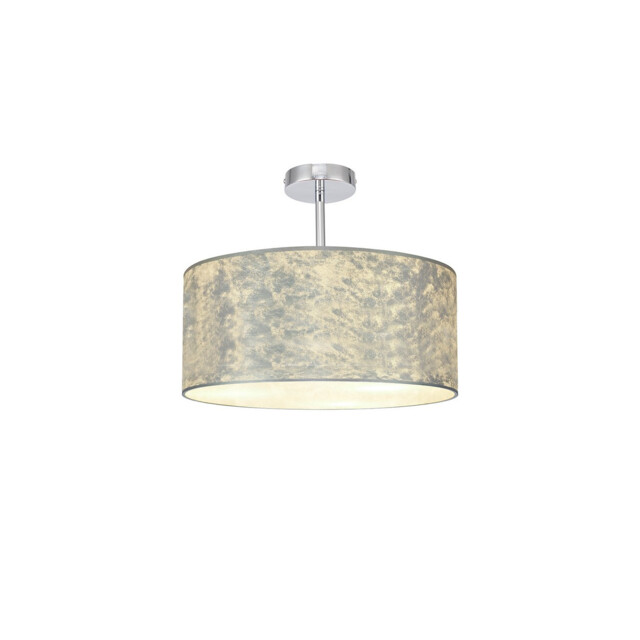 Baymont Polished Chrome E27 Semi Flush Fixture With 40cm x 18cm Silver Leaf Shade - image 1