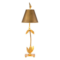 Red Bell 1 Light Table Lamp Gold Leaf Floral Leaves Design, E27
