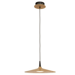 Platres Dome Pendant Ceiling Light Nature Wood - Black Matt LED 3000K