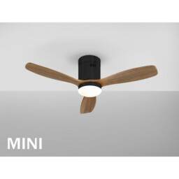 Siroco Mini 6 Speed Ultra Quiet Ceiling Fan Black, Walnut 3000-5000K, Remote Control, Timer & Reversible Functions