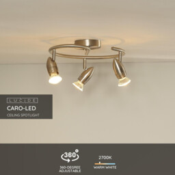 Caro-Led Modern Ceiling Spotlight - Ø 31cm - LED - GU10 - 3x5W 2700K - Satin Chrome - thumbnail 2