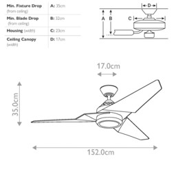 Jade 152cm Ceiling Fan with Dimmable 3000K LED Light, Brushed Nickel, Remote Control - thumbnail 2