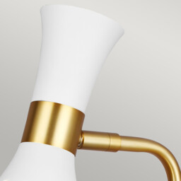 Joan 1 Light Table Lamp, Matt White, Matt White , Burnished Brass, E27 - thumbnail 2
