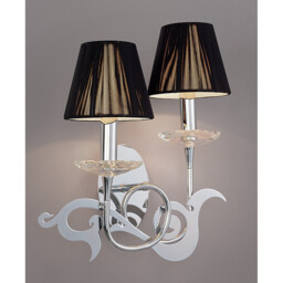 Acanto Wall Lamp 2 Light E14, Polished Chrome With Black Shades - thumbnail 2
