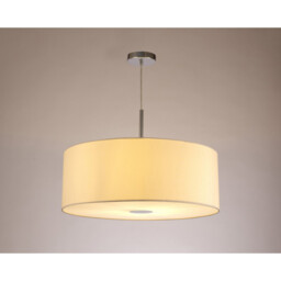 Baymont Polished Chrome E27 Single Pendant With 60cm x 22cm Faux Silk Shade, Ivory Pearl/White Laminate - thumbnail 2