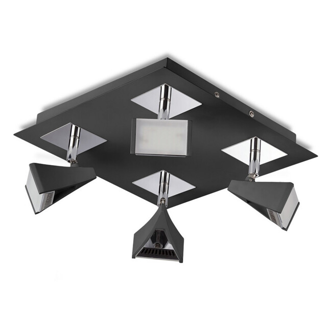 Filippo Spot Light 4 Light LED Square 20W 3000K, 1750lm, Matt Black/Polished Chrome - image 1