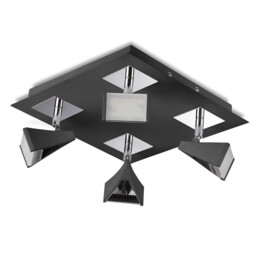 Filippo Spot Light 4 Light LED Square 20W 3000K, 1750lm, Matt Black/Polished Chrome