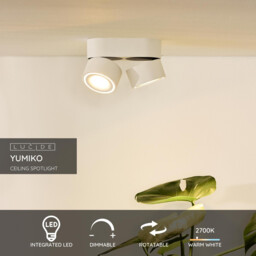 Yumiko Modern Surface Mounted Ceiling Spotlight - Ø 7,8cm - LED Dim. - 2x8W 2700K - White - thumbnail 2