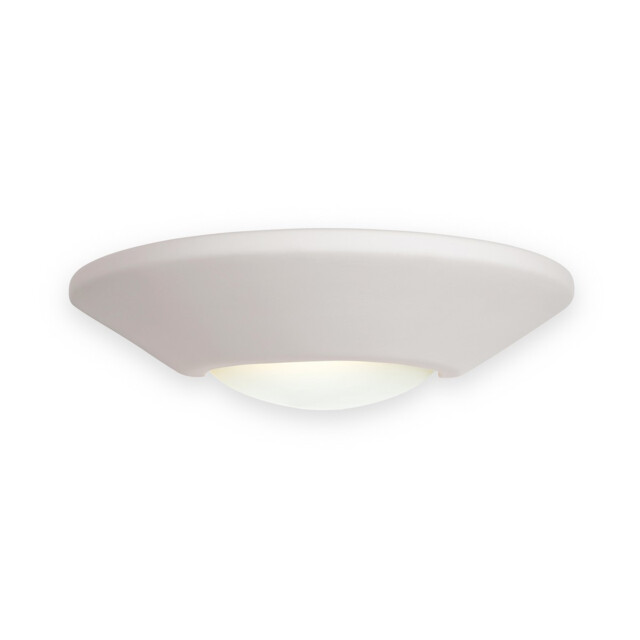 Ceramic 1 Light Indoor Wall Uplighter - 100W Unglazed, Acid White Glass, E27