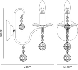 Bianco Wall Lamp Switched 1 Light Polished Chrome, Crystal - thumbnail 3