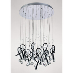 Class Pendant Round 20 Light G4 Polished Chrome/Black Glass/Crystal, NOT LED/CFL Compatible - thumbnail 2