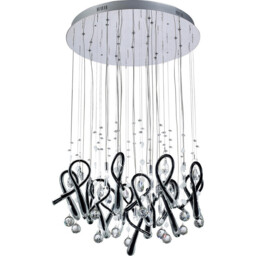 Class Pendant Round 20 Light G4 Polished Chrome/Black Glass/Crystal, NOT LED/CFL Compatible - thumbnail 1