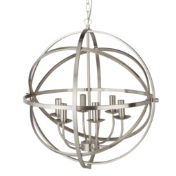 Orbit 6 Light Spherical Ceiling Pendant Satin Silver, E14 - thumbnail 2