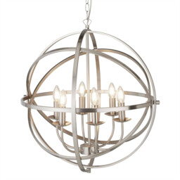 Orbit 6 Light Spherical Ceiling Pendant Satin Silver, E14