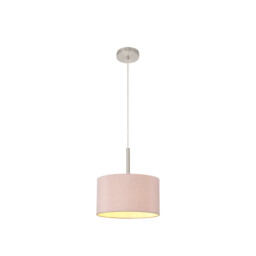 Baymont Satin Nickel E27 Single Pendant With 30cm x 17cm Dual Faux Silk Shade, Taupe/Halo Gold - thumbnail 5