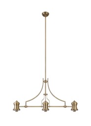Schroon 3 Light Telescopic Ceiling Pendant E27 With 30cm Tiffany Shade, Antique Brass, Red, Crystal - thumbnail 5