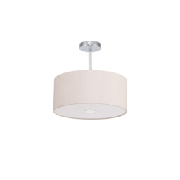 Baymont Polished Chrome E27 Semi Flush With 40cm x 18cm Dual Faux Silk Shade, Nude Beige/Moonlight - thumbnail 5