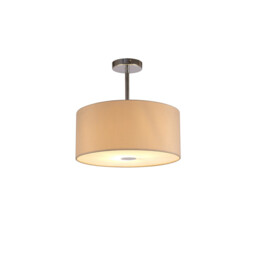 Baymont Polished Chrome E27 Semi Flush With 40cm x 18cm Dual Faux Silk Shade, Nude Beige/Moonlight