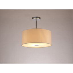 Baymont Polished Chrome E27 Semi Flush With 40cm x 18cm Dual Faux Silk Shade, Nude Beige/Moonlight - thumbnail 2