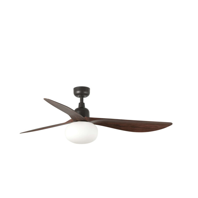 Outwood 150cm Smart Ceiling Fan Dark Brown, Walnut Blades, E27 Light, IP44 - image 1