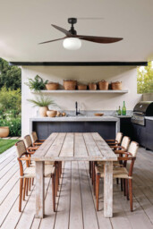Outwood 150cm Smart Ceiling Fan Dark Brown, Walnut Blades, E27 Light, IP44 - thumbnail 2