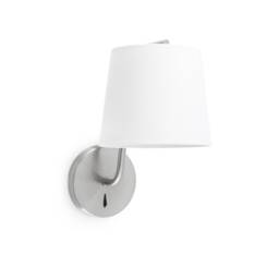 Berni 1 Light Indoor Wall Lamp Satin Nickel with White Shade, E27
