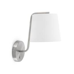 Berni 1 Light Indoor Wall Lamp Satin Nickel with White Shade, E27 - thumbnail 2