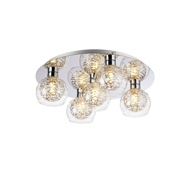 Talia Flush Ceiling Round, 5 Light G9, Polished Chrome/Silver/Clear Glass - image 1