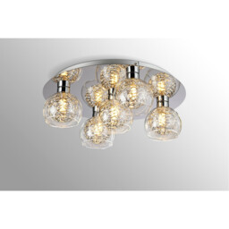 Talia Flush Ceiling Round, 5 Light G9, Polished Chrome/Silver/Clear Glass - thumbnail 2