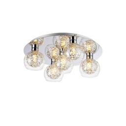 Talia Flush Ceiling Round, 5 Light G9, Polished Chrome/Silver/Clear Glass - thumbnail 1
