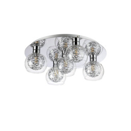 Talia Flush Ceiling Round, 5 Light G9, Polished Chrome/Silver/Clear Glass - thumbnail 3
