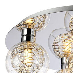Talia Flush Ceiling Round, 5 Light G9, Polished Chrome/Silver/Clear Glass - thumbnail 5