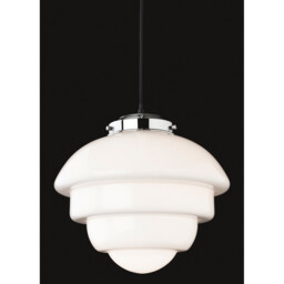 Art 1 Light Ceiling Pendant Chrome, Opal White Glass, E27 - thumbnail 2